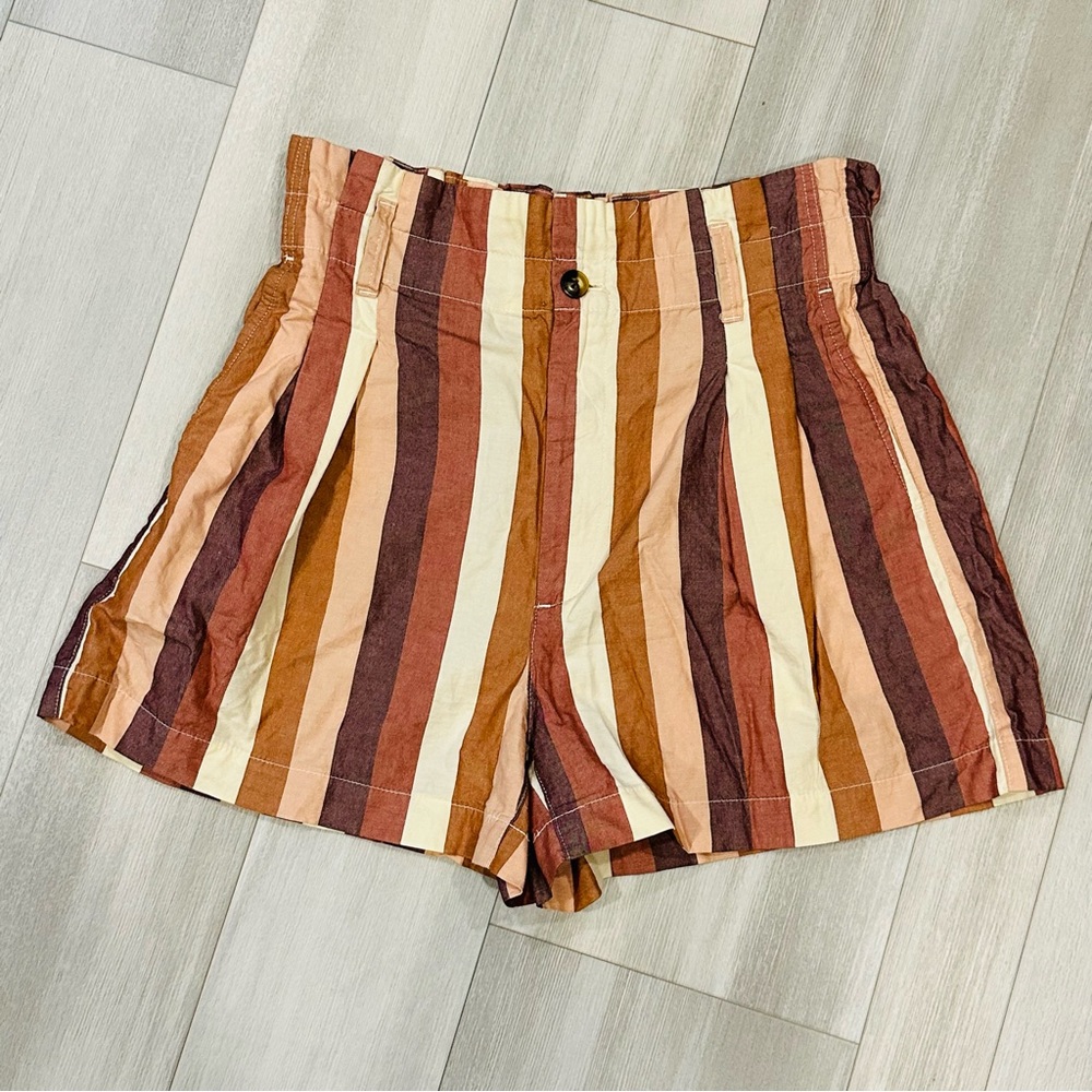 Madewell Women’s Paperbag Shorts in Rainbow Stripe Size 4 - Picture 4 of 8